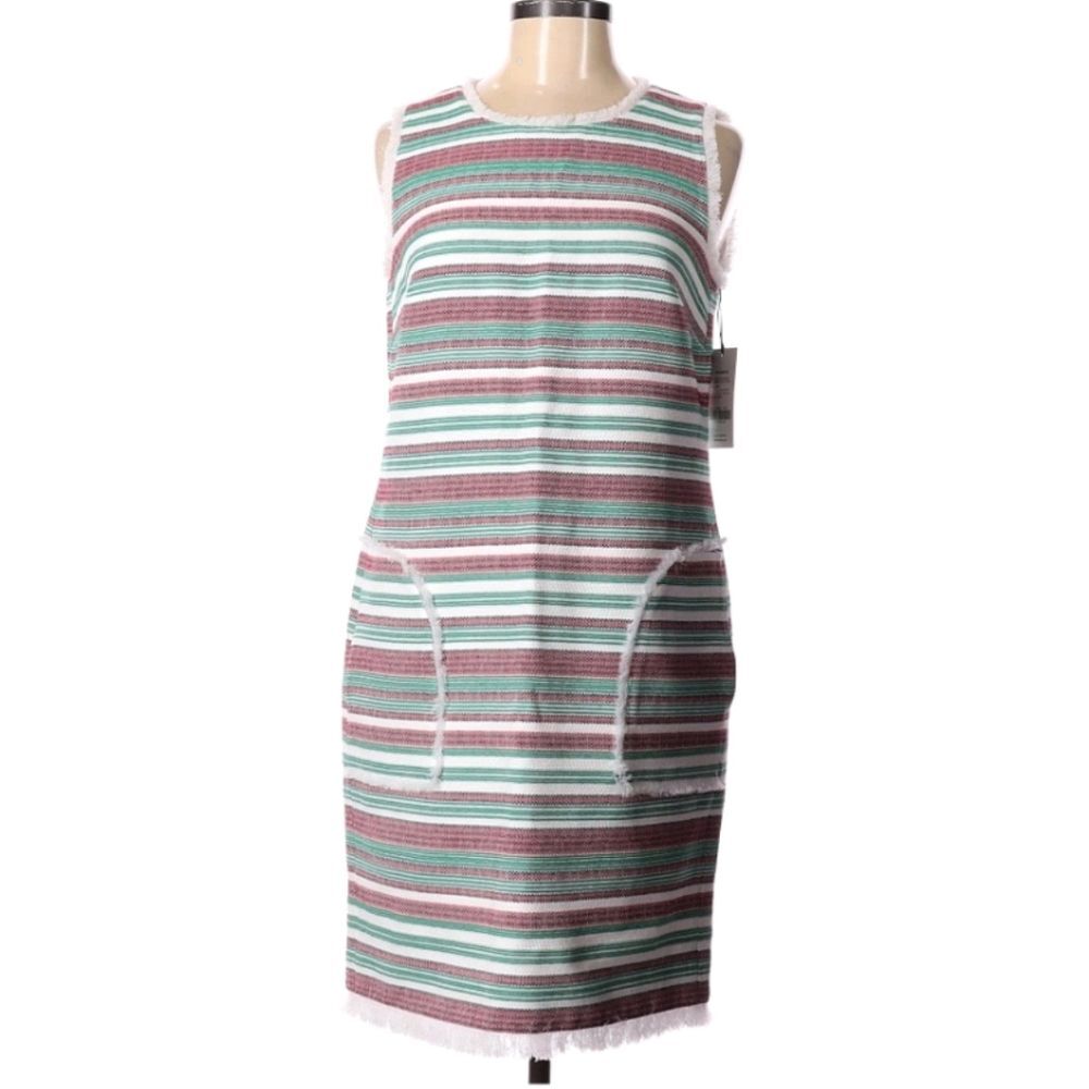NWT W By Worth Striped Textured Sleeveless Dress